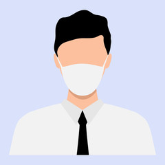 People wearing face masks, air pollution, contaminated air, world pollution. Modern flat vector illustration. Coronavirus concept isolated on white