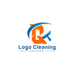 Initial letter logo Q cleaning clean service logo icon vector template.
