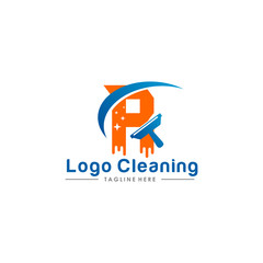 Initial letter logo R cleaning clean service logo icon vector template.