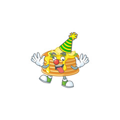 Amusing Clown lemon cream pancake cartoon character mascot style