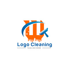 Initial letter logo W cleaning clean service logo icon vector template.