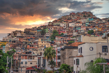Rio de Janeiro downtown and favela