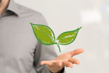 Minimal nature concept.Think Green.Ecology Concept. Environmentally friendly planet.