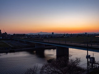 多摩川浅間神社からの夕景