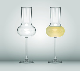 Vector 3D Distilled Liquors Full And Empty Glasses Illustration Set