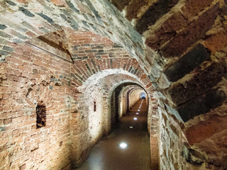 Brick cellars of the Peter and Paul Fortress in St. Petersburg, Russia