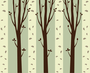 Trees background. The trunk and leaves in separate layers. Vector.