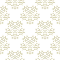 Floral seamless olive green pattern. On white background