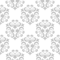 Floral seamless pattern. Gray flowers on white background for wallpapers and textile