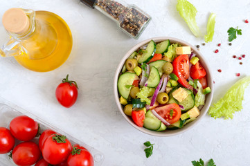 Fresh vitamin vegetable salad. Vegetarian dish.