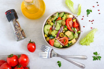 Fresh vitamin vegetable salad. Vegetarian dish.