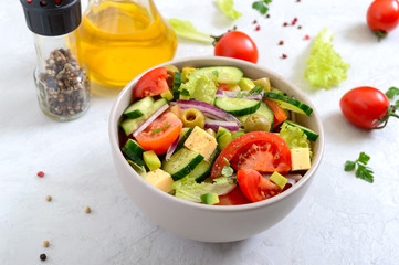 Fresh vitamin vegetable salad. Vegetarian dish.