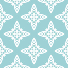 Floral seamless pattern. White design on blue background