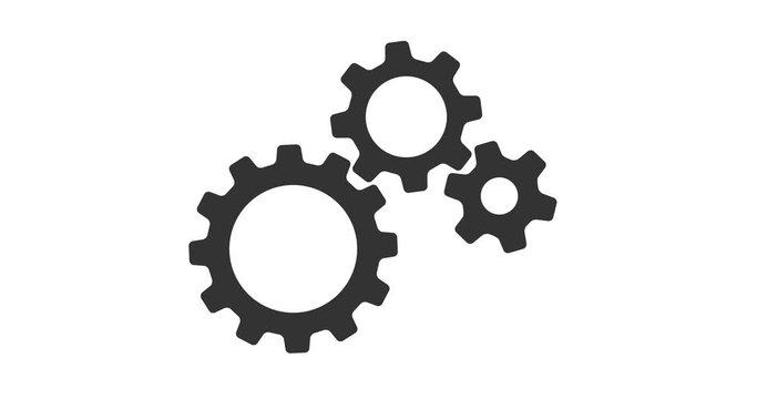 Rotating gears looped video. Industrial sign icon.