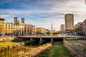 Girona city historical center in Catalonia, Spain.