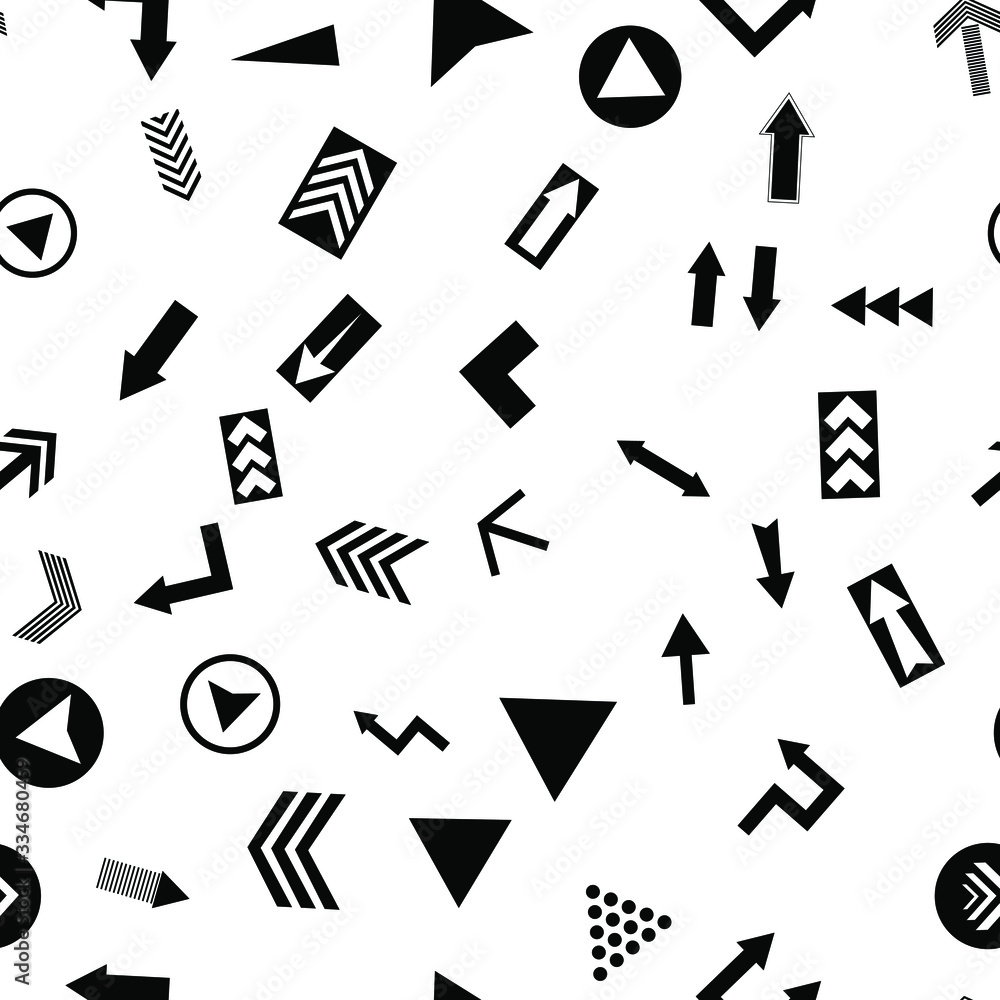 Poster seamless vector pattern with different arrows. modern cursor illustration