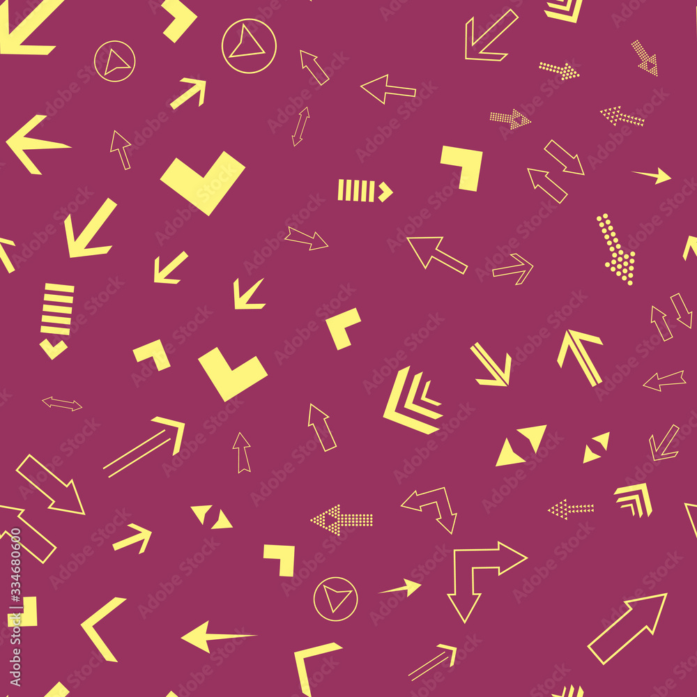 Poster seamless vector pattern with different arrows. modern cursor illustration