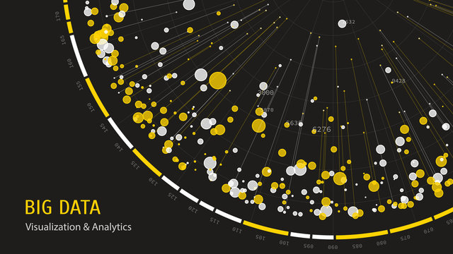 Big data visual representation. Abstract data radial plot. Complex big data analysis. Information visualization concept. Data science background.