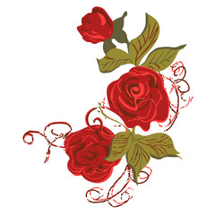Illustration of Red Roses. Vector Template.