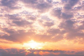 Colorful sky with clouds and sun in twilight time in the morning.