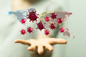 COVID-19 Business Finance Crisis Concept. Coronavirus Danger Pandemic. Global stress of world .