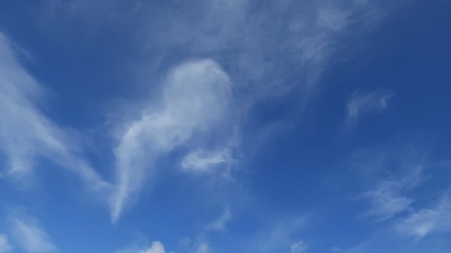 Beautiful white puffy & fluffy cirrus & cumulus clouds on tropical summer or spring bright blue sky background in sunny day TimpLapse for transitional & meditative motion vdo or nature related project