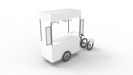 3D rendering of an ice cream sales bicycle food bike selling point isolated