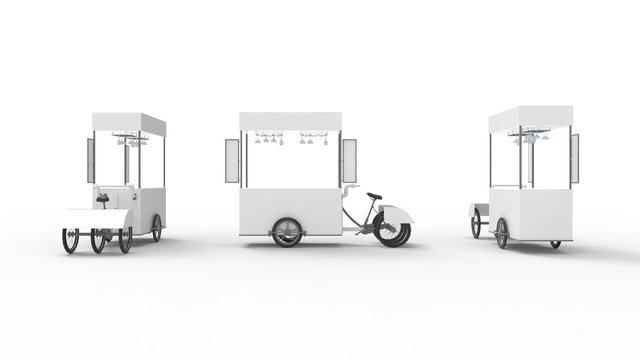 3D rendering of an ice cream sales bicycle food bike selling point isolated