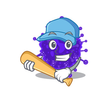 Picture of nidovirales cartoon character playing baseball