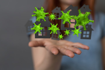 Coronavirus quarantine concept. Working from home. 3d.