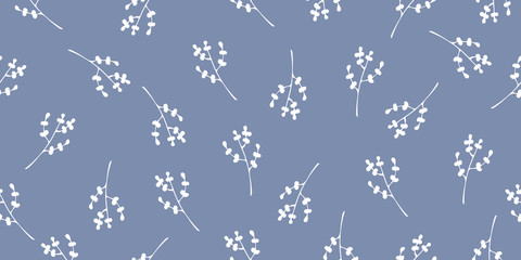 Monochrome xenon blue Bush or leave background. Seamless pattern. 