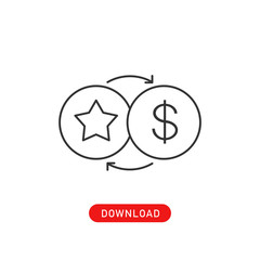 Star change dollar sign. Vector Loyalty program line icons