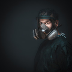 portrait of a doctor with protective mask with filters
