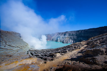 The Ijen volcano is a stratovolcano in the Banyuwangi Regency of East Java, Indonesia