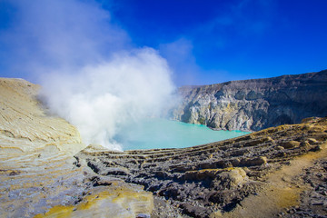The Ijen volcano is a stratovolcano in the Banyuwangi Regency of East Java, Indonesia