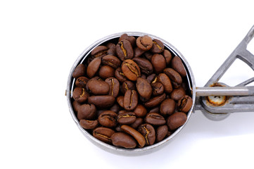 stock image of the coffee bean on the shovel
