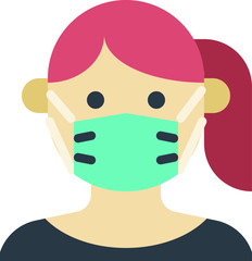 Clip-art Illustration of a Young Woman Wearing Protective Medicinal Mask During Corona-virus Pandemic