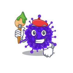 A creative nidovirales artist mascot design style paint with a brush
