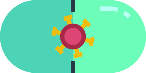 Clip-art Illustration of a Corona-virus Medical Capsule Cure