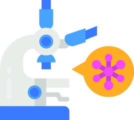 Clip-art Illustration of Microscope Magnifying Corona-virus