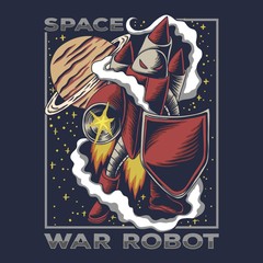 Space War robot vector illustration