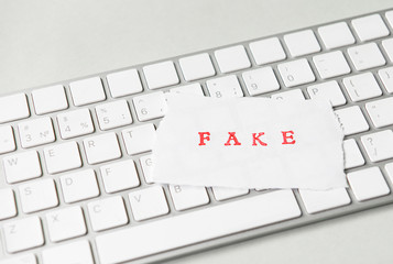 Word Fake  written on torn paper