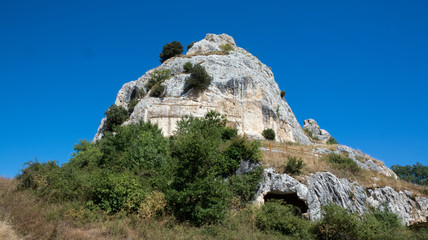Morgia di Pietravalle or Morgia dei Briganti, a huge limestone formation rock. The Morge park of...