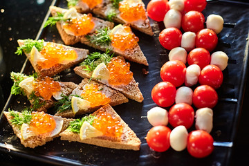 sandwiches with red caviar