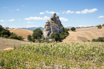 Morgia di Pietravalle or Morgia dei Briganti, a huge limestone formation rock. The Morge park of...