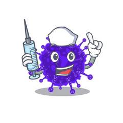 A nice nurse of nidovirales mascot design concept with a syringe