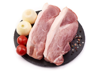 Raw pork meat, isolated on white background