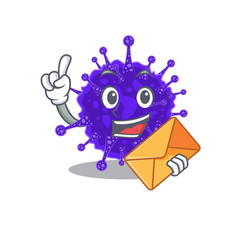 Happy nidovirales mascot design concept with brown envelope