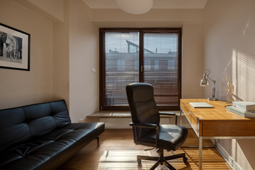 Home office with big window