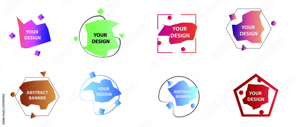 Aufkleber set of abstract modern graphic elements. colorful vector gradient shapes composition. template for d